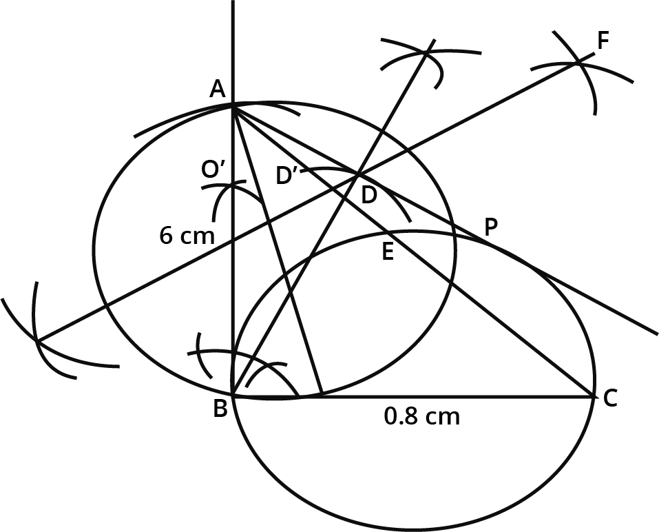Triangle formed with side AB = 6.5cm and BC = 5.5cm