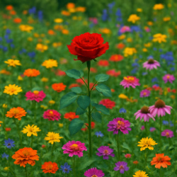 A Red rose in a garden