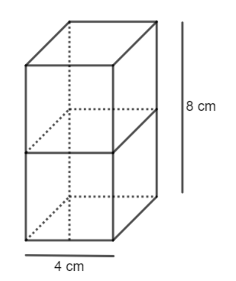 cuboid with a height of 8cm and a base side of 4cm