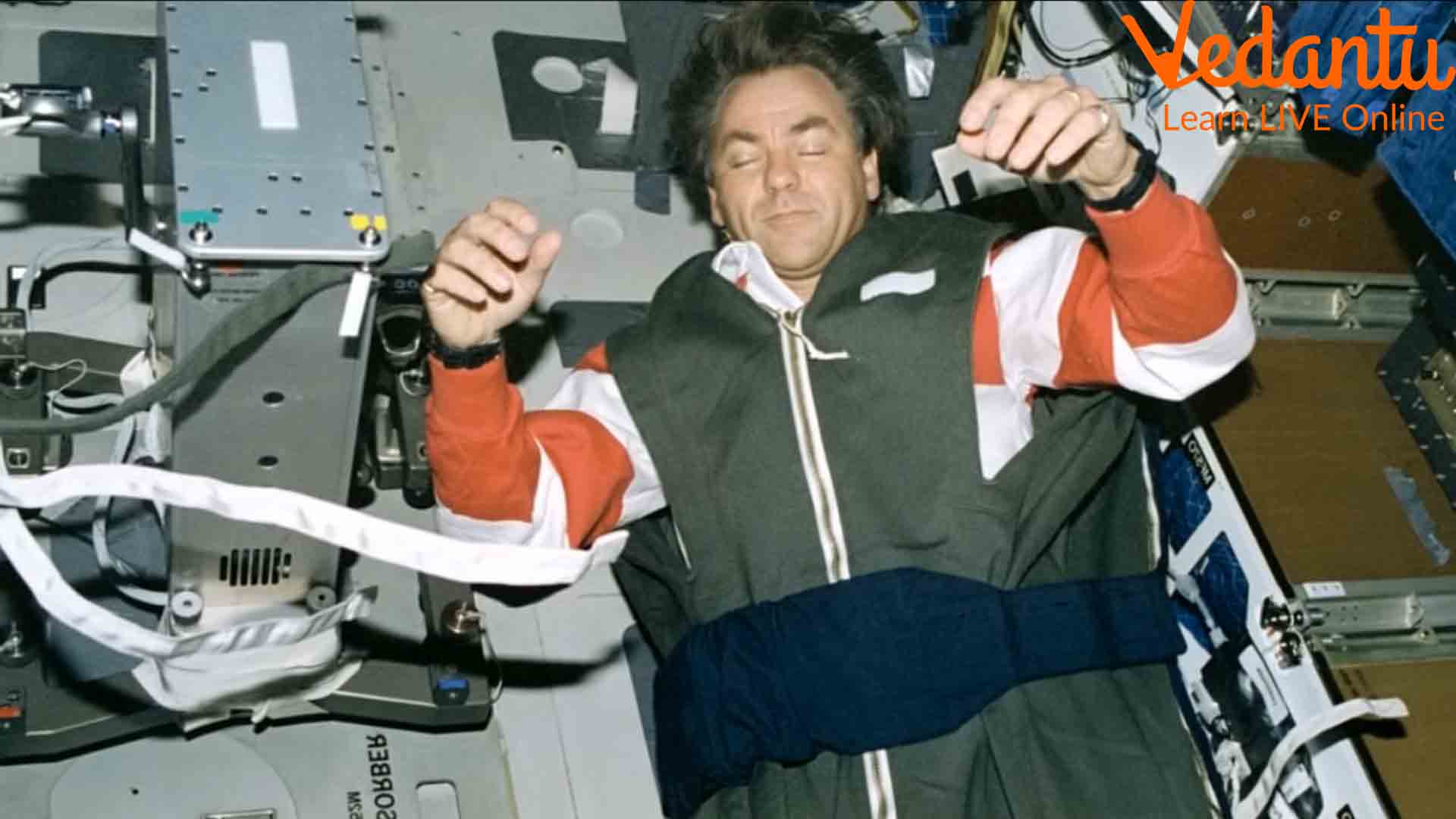 An Astronaut Sleeping in Space