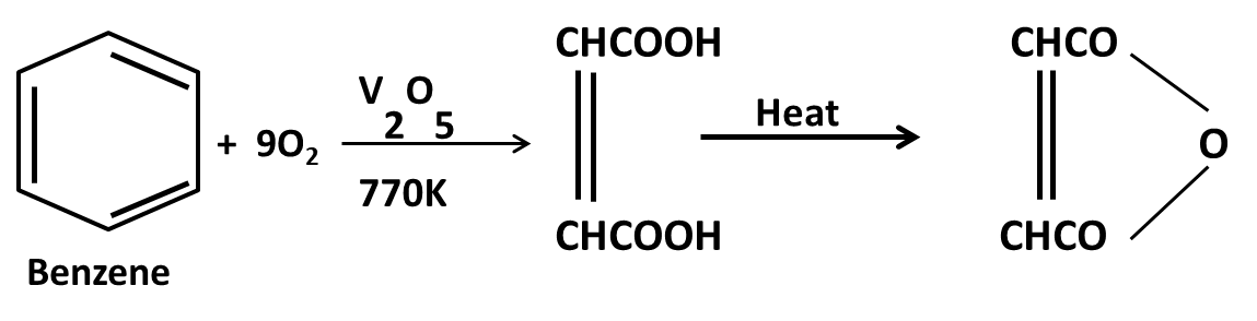 Reaction of Benzene is oxidized at 770K