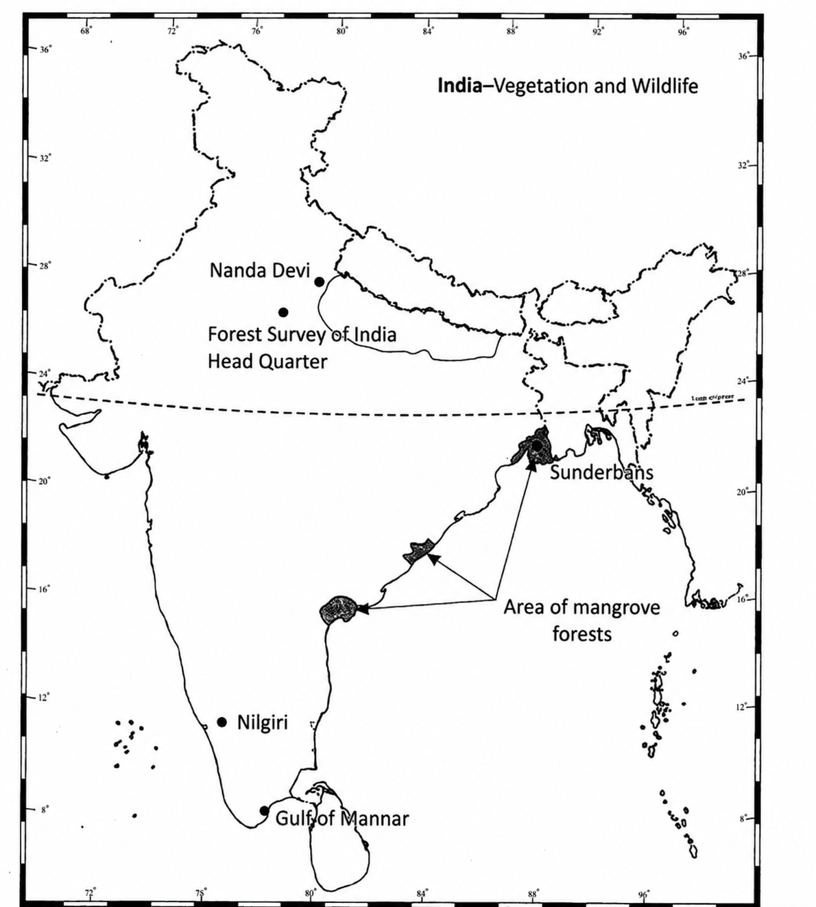 the outline map of India