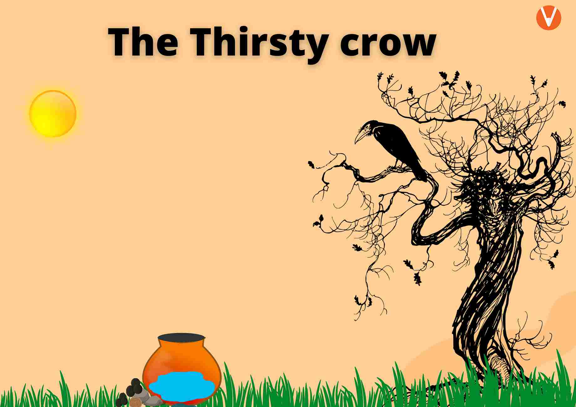 Image showing the thirsty crow sitting on a branch