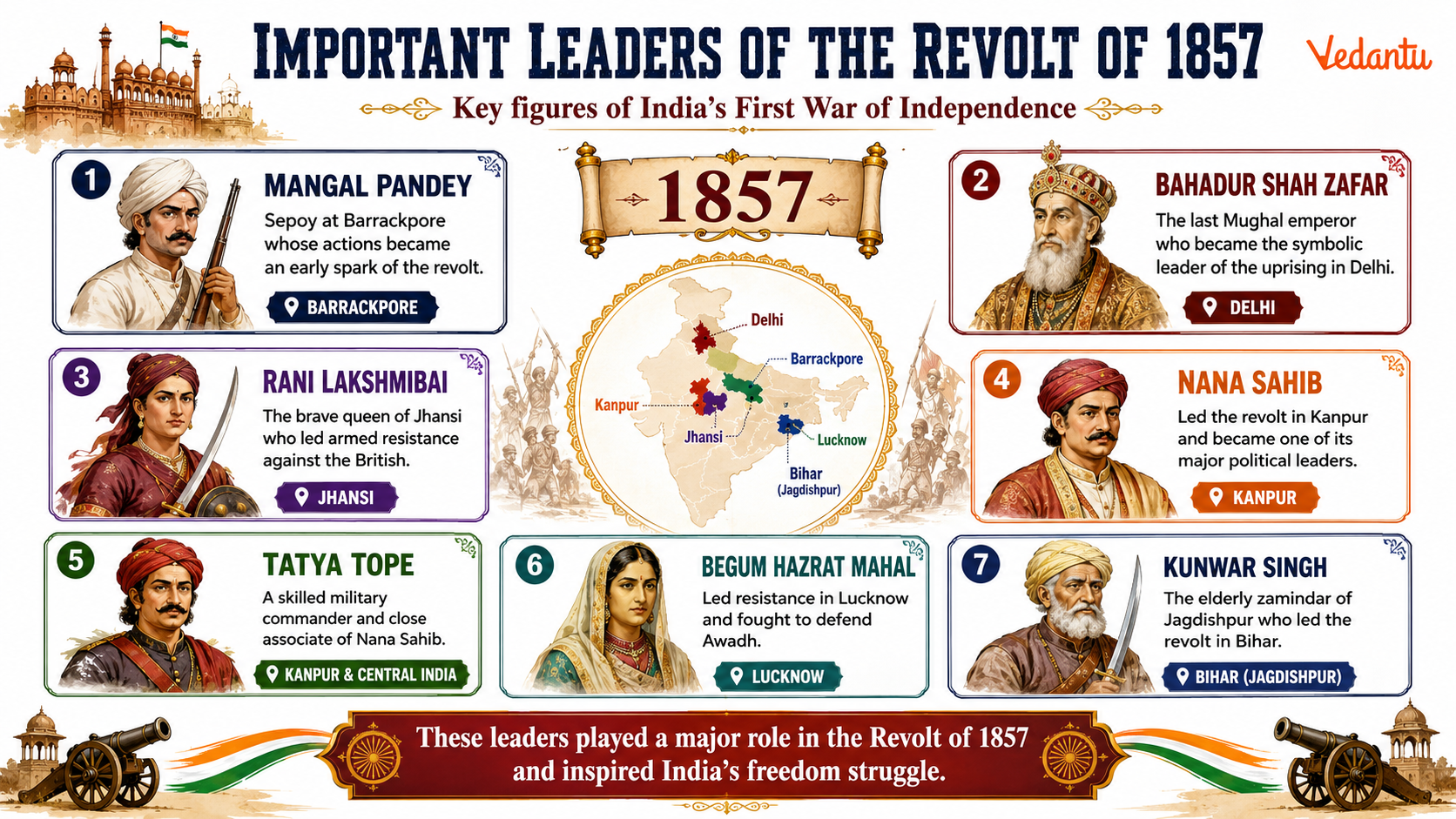 Important Leaders of the Revolt of 1857