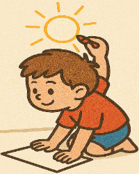 A boy drawing pictures