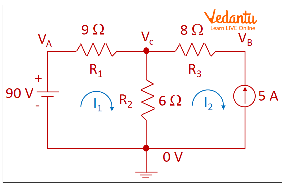 Example Circuit with Ground, Potential, and Current Loop