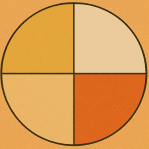 A circle divided into 4 equal parts