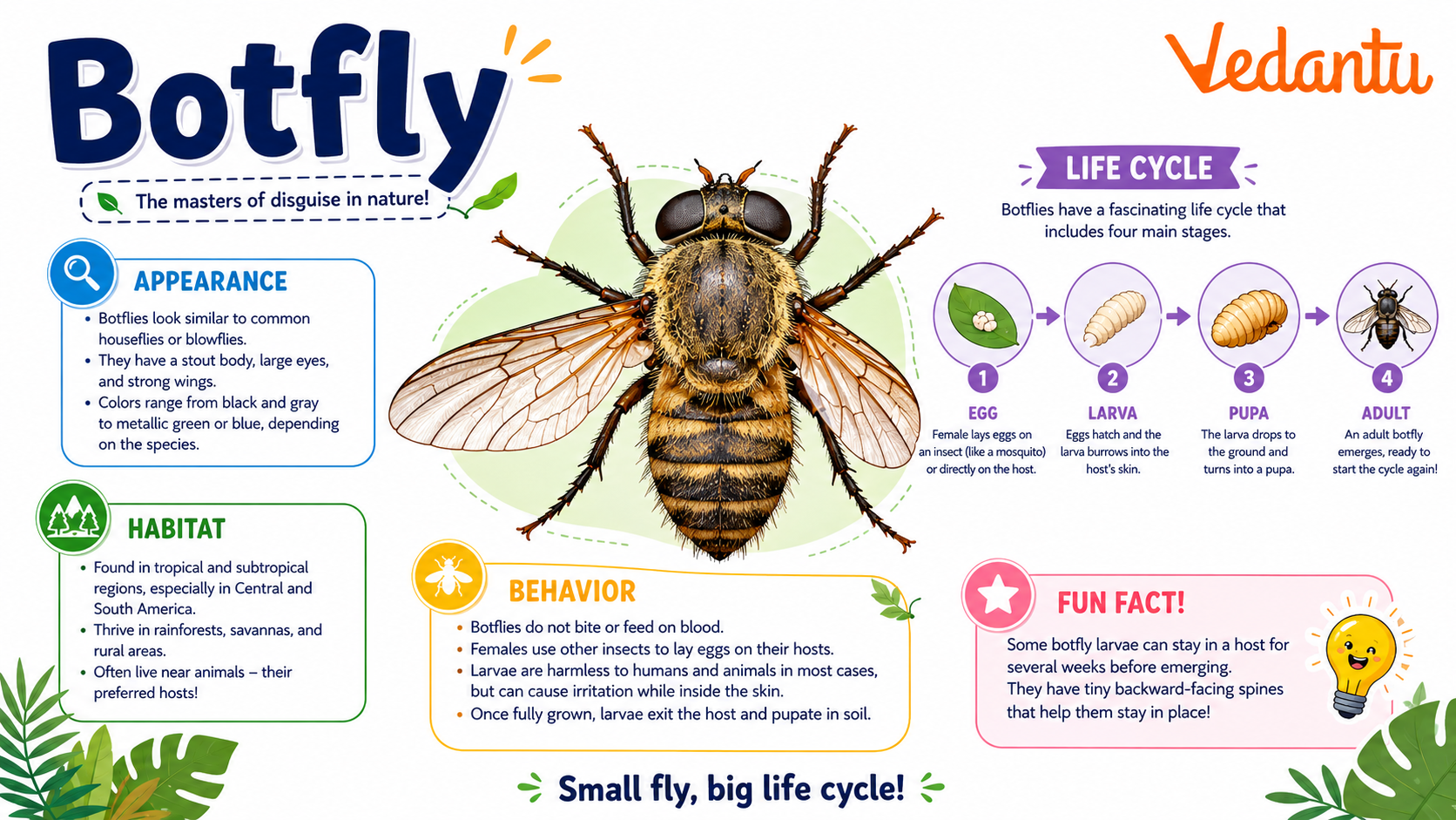 Botfly insect close view