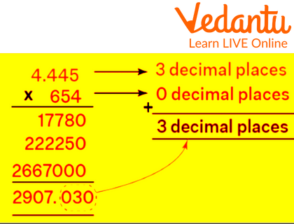 Multiplication of 4.445 and 654