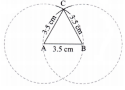 The point of intersection of the two arcs is the third vertex