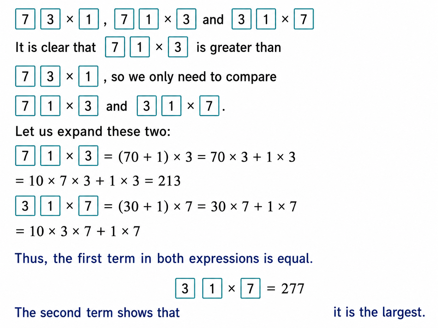 The digits 1, 3 and 7 must be arranged to form a two-digit number and a one-digit multiplier 2.png