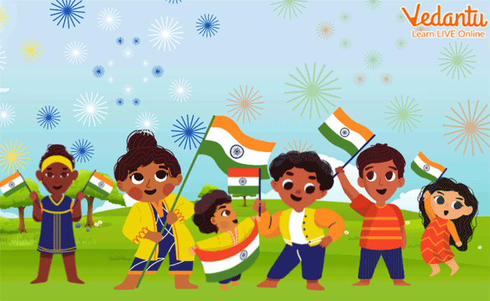 Children celebrating Independence Day