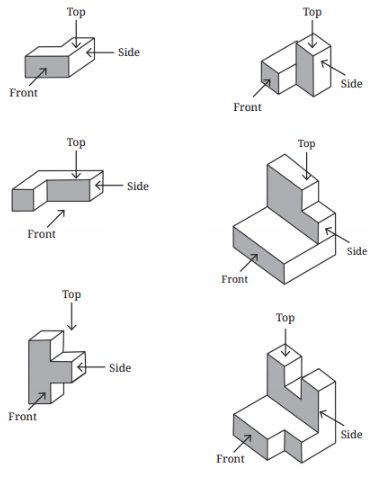 Match each of the following objects with its projections..png