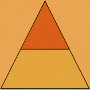 A triangle divided into 2 unequal equal parts