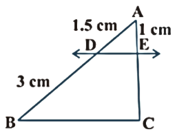 Triangle ABC having line DE parallel to side BC