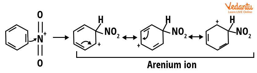 Step 2-Electrophilic attack and carbocation formation