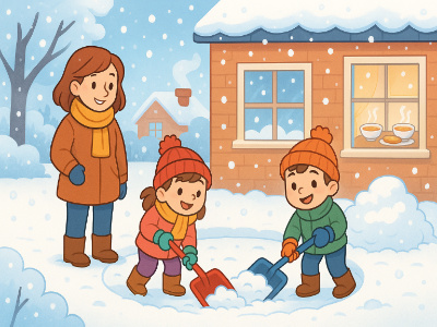 Class 1 English Reading Comprehension Children's Stories Shovel Snow Worksheets