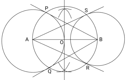 Tangent of a circle from the centre of another circle