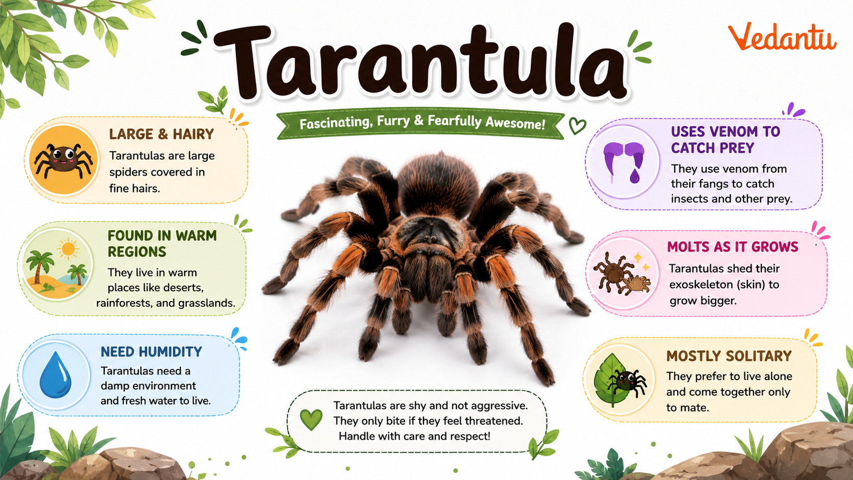 Tarantula spider with hairy legs and large body