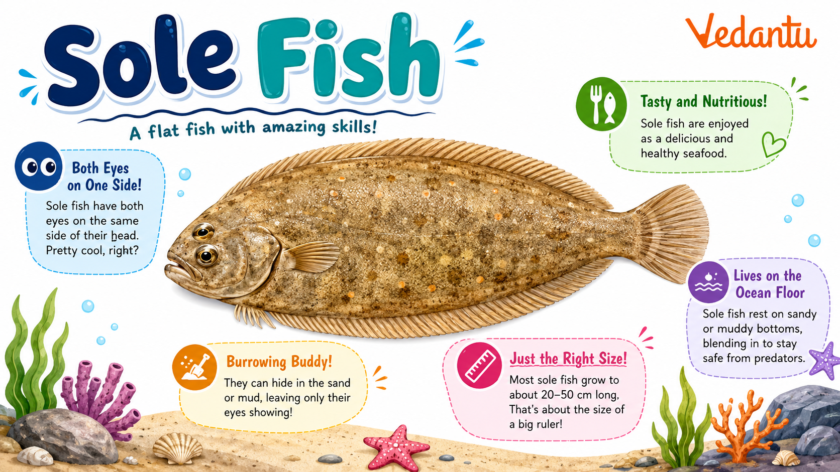 Sole Fish flat body and camouflage appearance