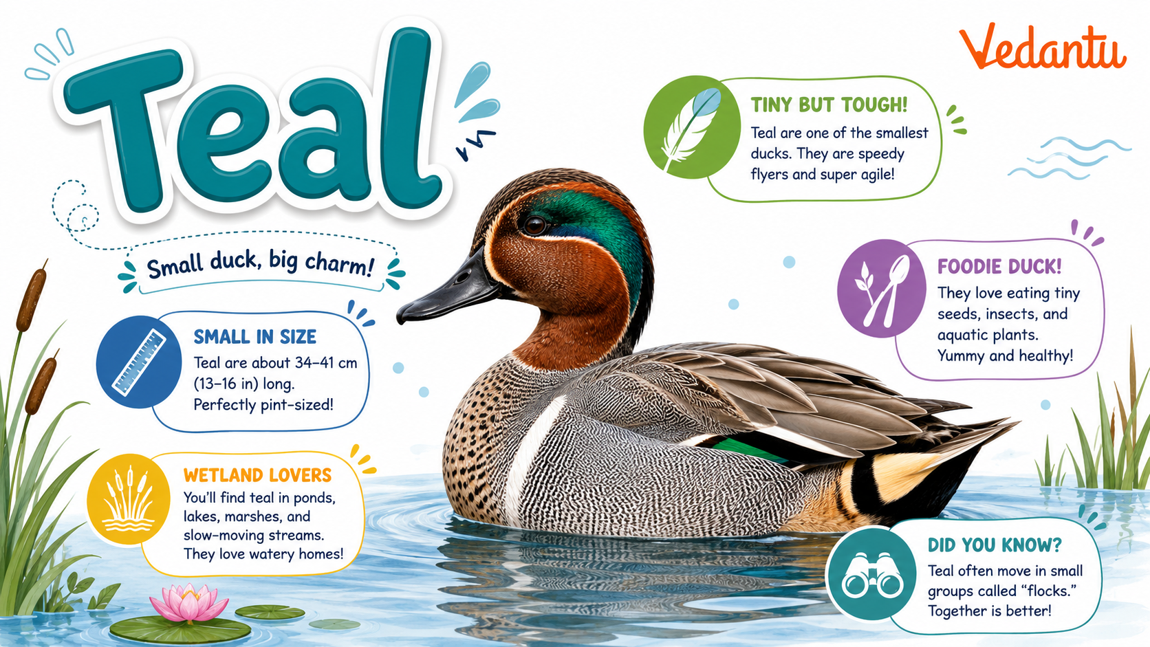 Teal duck bird