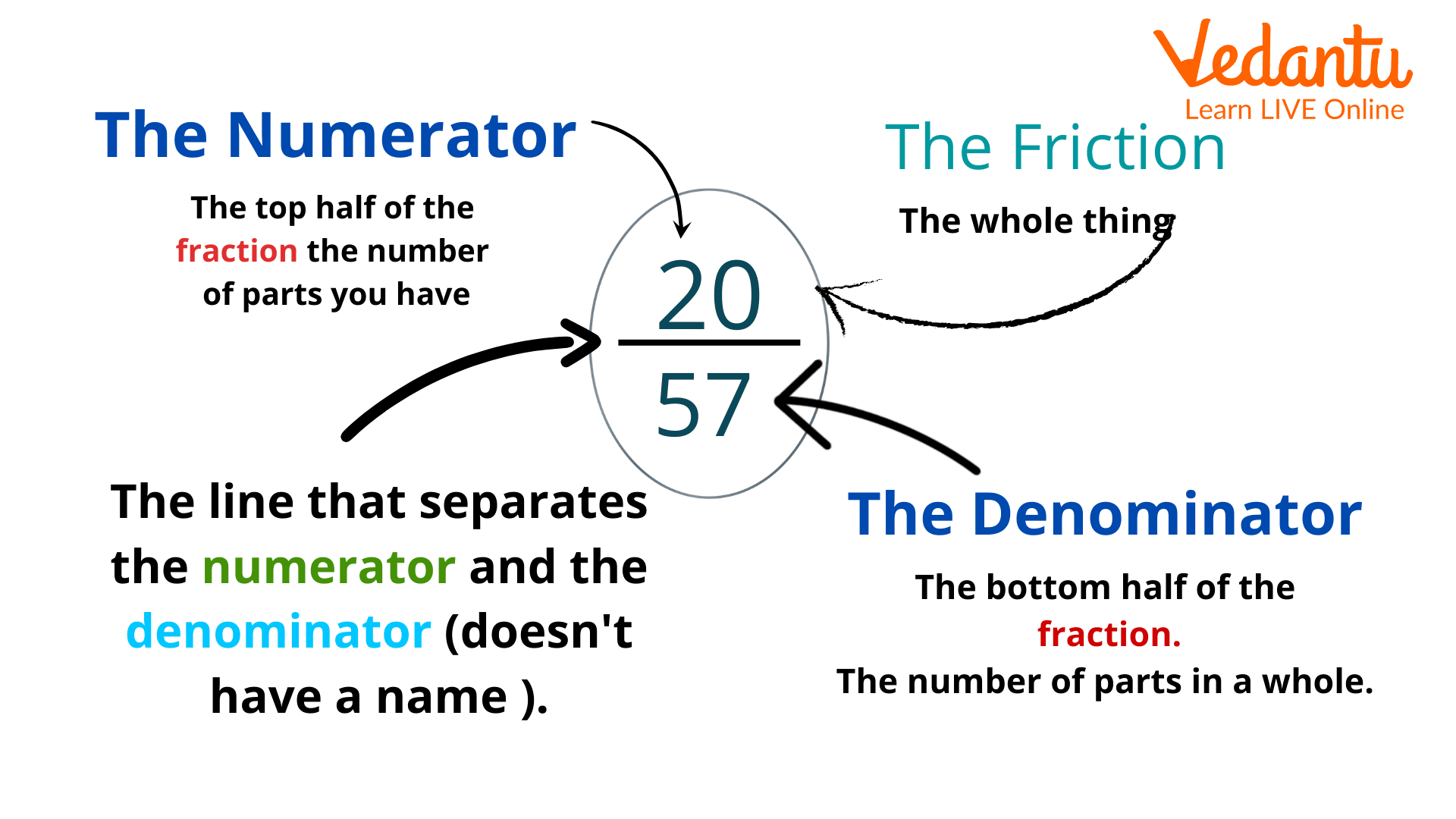 The fraction parts – the numerator and denominator