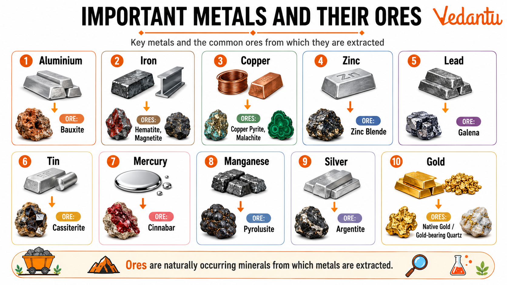 Important Metals and their Ores