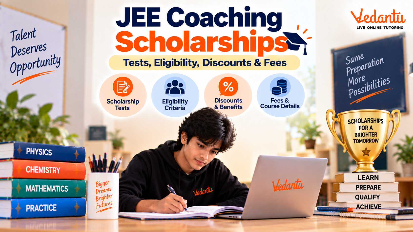 JEE coaching scholarships 2027, eligibility and fee discounts