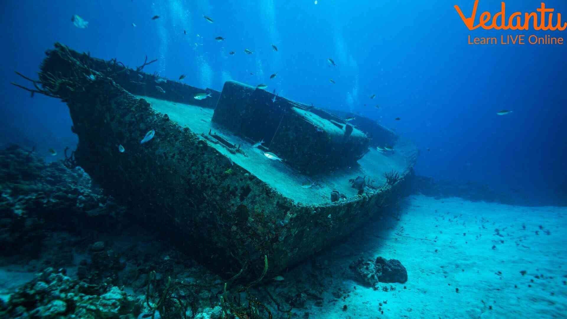 Titanic shipwreck underwater