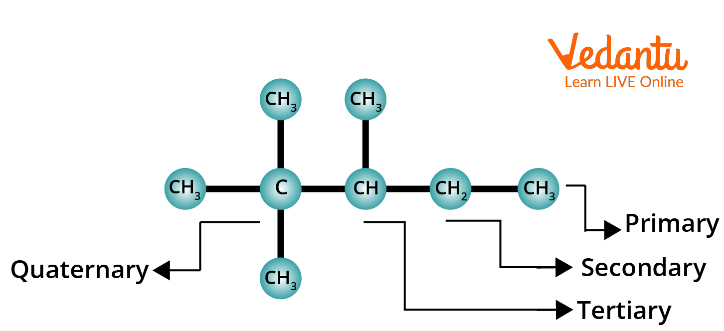 Primary, Secondary, Tertiary and Quaternary Alkanes