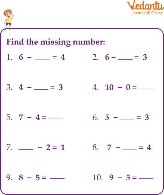 Missing Number Worksheet for Class 2