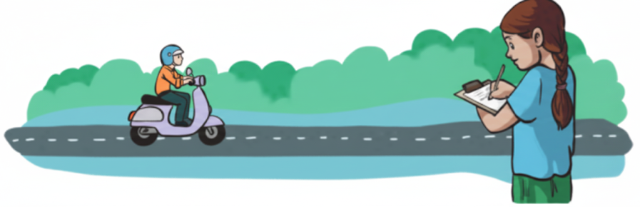 She used one icon to show 3 two-wheelers