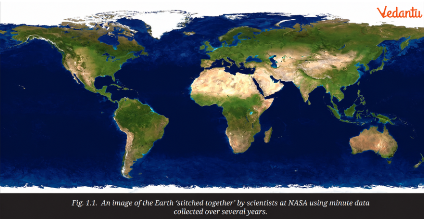Fig 1.1 An image of the earth stitched togather by scientists at NASA using minute data collected over several years