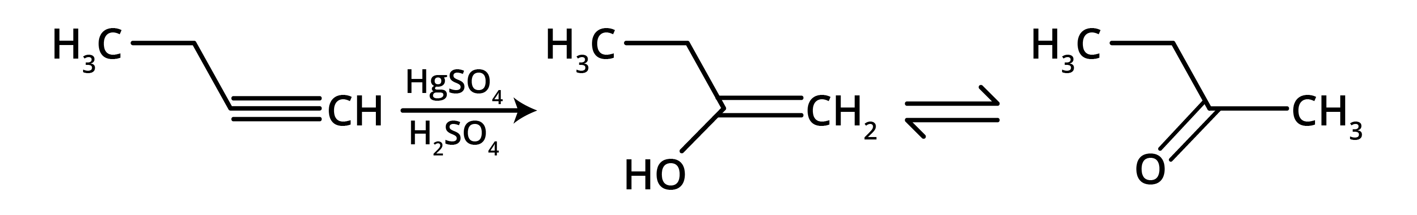Oxymercuration reaction of 1–butyne