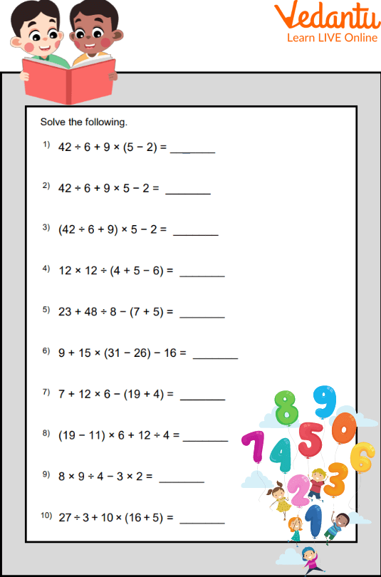 Mixed operations worksheets