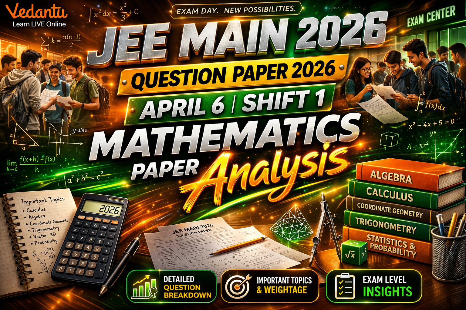 JEE Main 2026 April 6 Shift 1 Mathematics paper