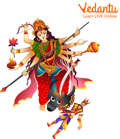 Kali Standing on One Leg on Mahishasura