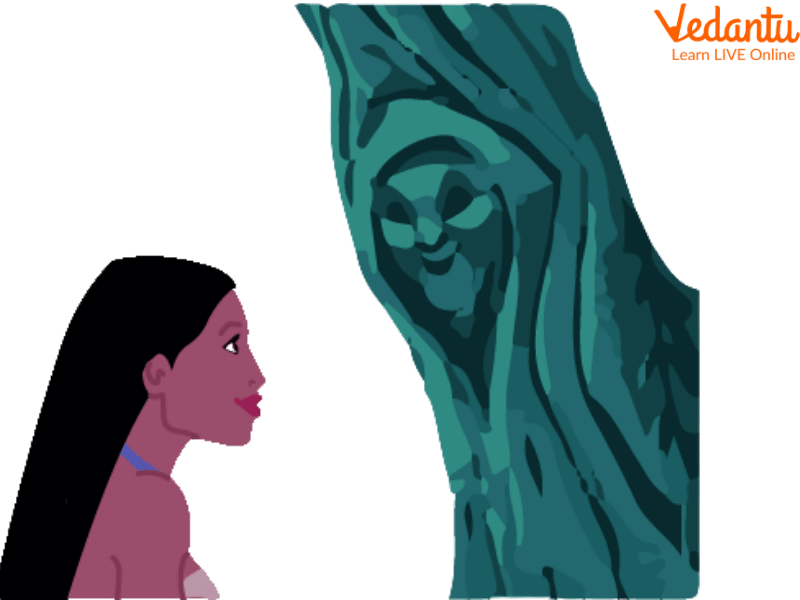 Pocahontas talking with Grandmother Willow