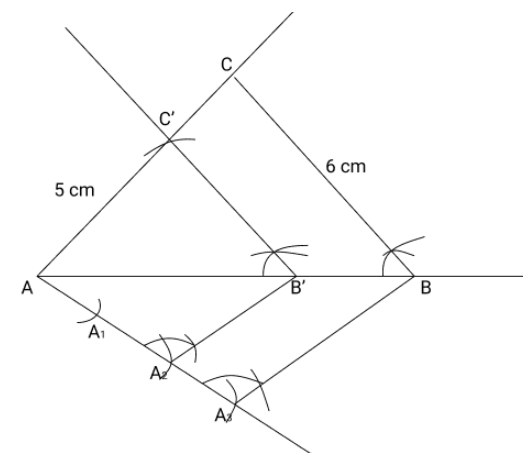 Construction of a triangle similar to another triangle ABC
