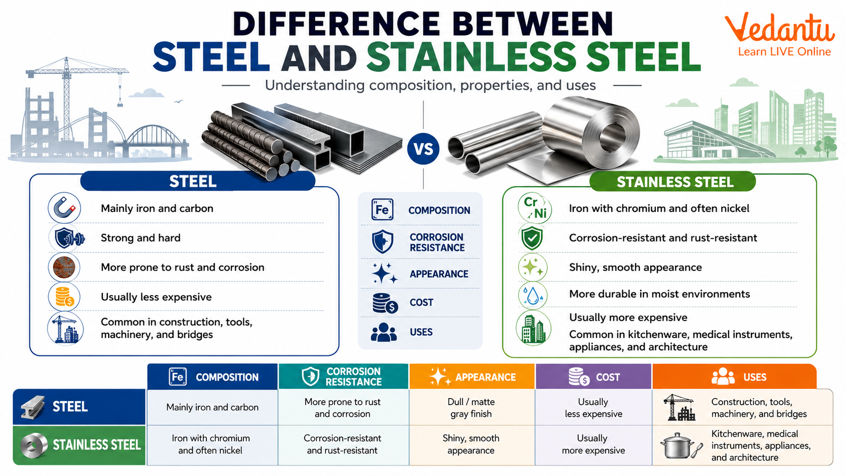 Difference Between Steel And Stainless Steel