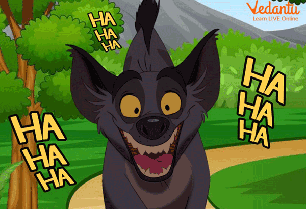 Spotty the hyena is laughing